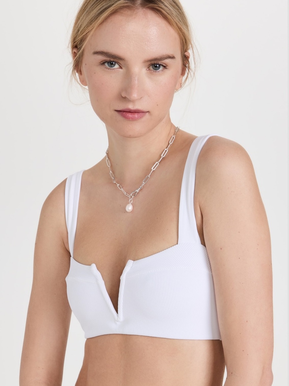 L*space Lee Lee Ribbed Bikini Top White Small NWT